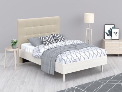 Кровать Арско Альмена Беленый дуб/Велюр Grace 01 120х200